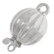 Fermoir à clipser boule striée 10x16 mm - White Bronze x1