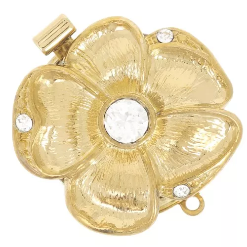 Fermoir à clipser fleur avec oxydes de zirconium 22 mm - Doré x1