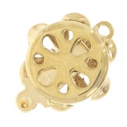 Fermoir à clipser fleur avec oxyde de zirconium 12 mm - Doré x1