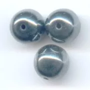Perles en verre tchèque rondes  3 mm Jet Hematite x50