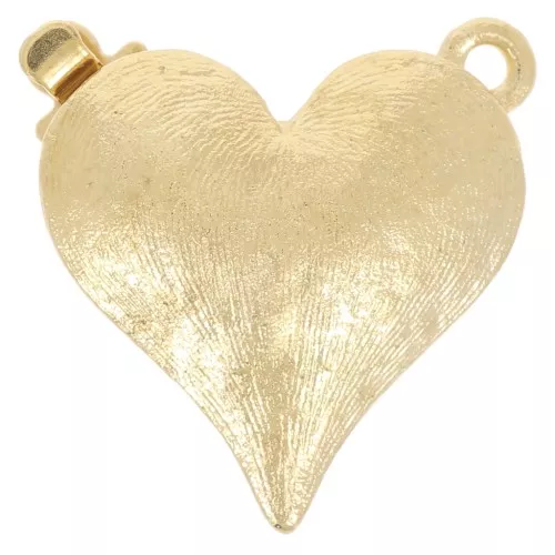 Fermoir à clipser coeur texturé - 17x16.5 mm - Doré x1