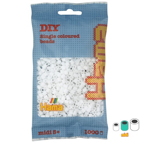 Perles à repasser Hama MIDI 5 mm Blanc (n°01) x1000