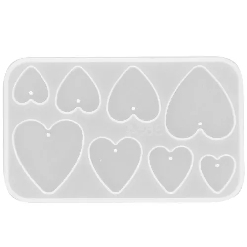 Moule silicone pour réaliser des pendentifs coeurs en résine - Transparent x1