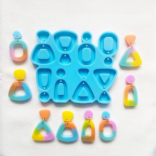 Moule silicone - boucles d'oreilles Trapèze et Triangle pour résine époxy x1