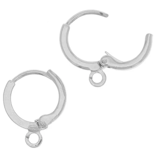 Dormeuses créoles avec anneau 11 mm - Argenté x2