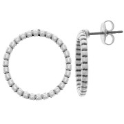 Boucles d'oreilles cercle avec petites boules 19 mm Placage argent fin vieilli x2|raw }}