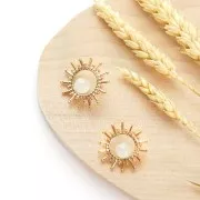 Rondes semi-percées  8 mm Pierre de Lune x2