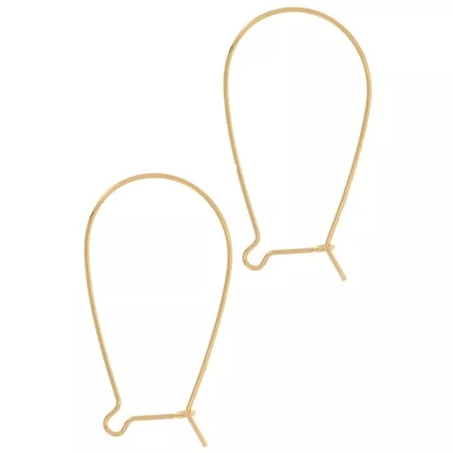 Boucles d'oreilles crochets dormeuses 38 mm Argent 925 Doré à l'or fin x2