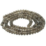 Perles rondes aplaties facettées 4x3 mm - Quartz Fumé x35cm