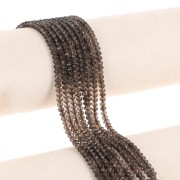 Perles rondes aplaties facettées 4x3 mm - Quartz Fumé x35cm