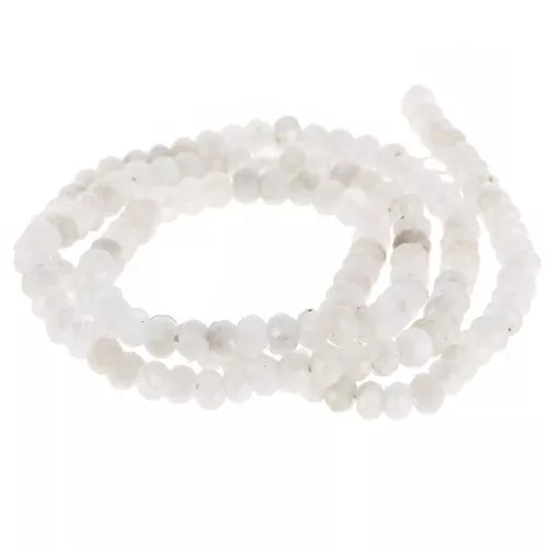Perles rondes aplaties facettées 4x3 mm - Pierre de Lune x35cm
