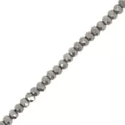 Perles rondes aplaties facettées 4x3 mm - Pyrite x32cm