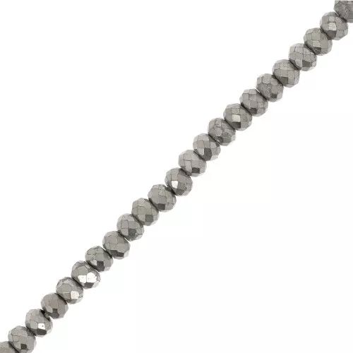 Perles rondes aplaties facettées 4x3 mm - Pyrite x32cm