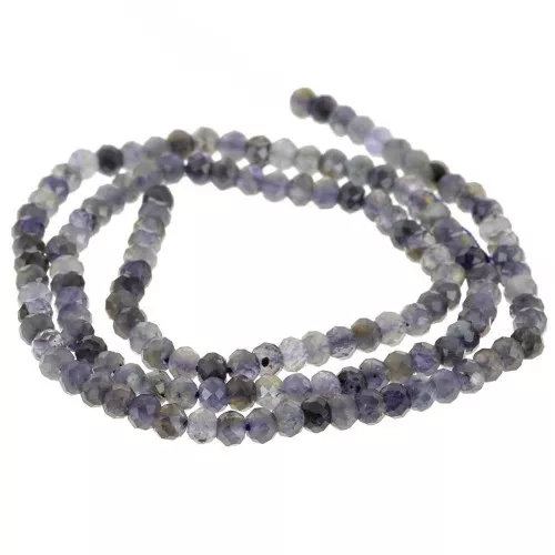 Perles rondes aplaties facettées 4x3 mm - Iolite x35cm