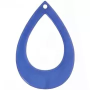 Pendentif goutte évidée en résine opaque 44x29.5 mm - Bleu dur marbré x1