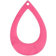 Pendentif goutte évidée en résine opaque 44x29.5 mm - Rose fluo marbré x1
