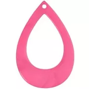 Pendentif goutte évidée en résine opaque 44x29.5 mm - Rose fluo marbré x1