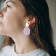 Pendentif rond 30 mm en acétate transparent - Fuchsia x1