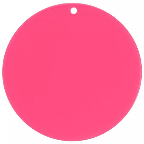 Pendentif rond en acrylique transparent 50 mm - Fuchsia x1
