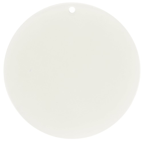 Pendentif rond en acrylique transparent 50 mm -  Blanc écru x1
