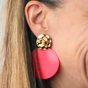 Pendentif rond en acrylique transparent 50 mm - Rose pâle x1