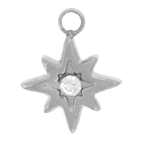 Breloque étoile du nord 9x7 mm avec oxyde zirconium Acier inoxydable 304L x1