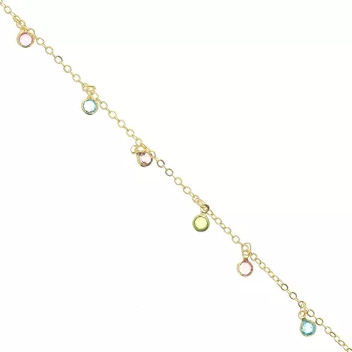 Chaîne maille forçat 1.9 mm avec mini breloque en verre 4.5 mm Doré - Multi x 50cm