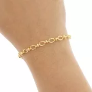 Chaîne maille fantaisie avec anneaux ovales striés - 5 mm - Doré x50cm