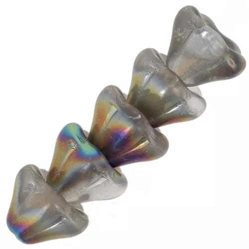 Perles fleurs cloches en verre 6x8 mm - Crystal Vitrail mat x10