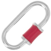 Fermoir ovale à visser 18x9 mm - Argent 925 - Resine Epoxy Corail x1