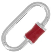 Fermoir ovale à visser 18x9 mm - Argent 925 - Resine Epoxy Rouge x1|raw }}