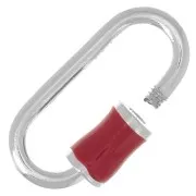 Fermoir ovale à visser 18x9 mm - Argent 925 - Resine Epoxy Rouge x1