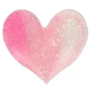 Cabochon coeur en résine transparente 17x20 mm - Pailleté Rose - Blanc x1