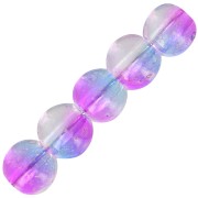 Perles rondes en verre 6 mm - Transparent - Violet - Bleu - Doré x10|raw }}