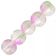 Perles rondes en verre 6 mm - Transparent - Vert - Rose - Doré x10