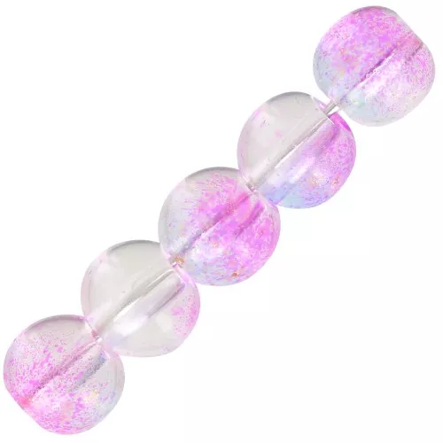 Perles rondes en verre 6 mm - Transparent - Bleu - Violet - Doré x10