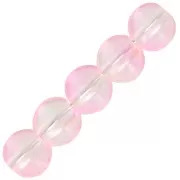 Perles rondes en verre 6 mm - Transparent - Rose - Doré x10