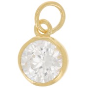 Pendentif 7 mm anneau perpendiculaire avec Oxyde Zirconium - Doré à l'or fin x1