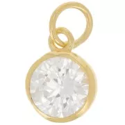 Pendentif 7 mm anneau perpendiculaire avec Oxyde Zirconium - Doré à l'or fin x1