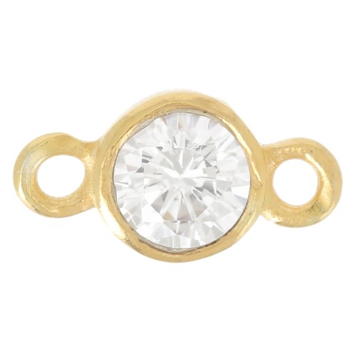 Intercalaire 2 anneaux 9.5x5 mm avec oxyde de Zirconium - Doré à l'or fin x1