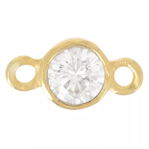 Intercalaire 2 anneaux 9.5x5 mm avec oxyde de Zirconium - Doré à l'or fin x1