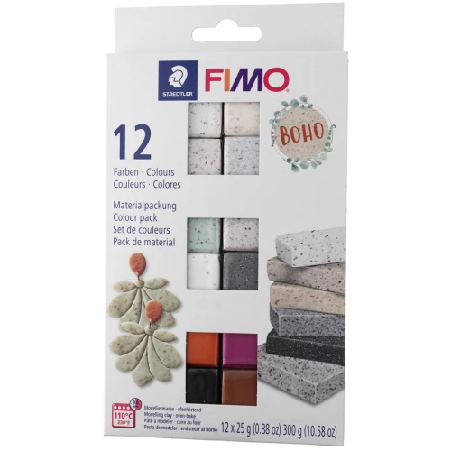 Assortiment de 12 couleurs de Pâte Fimo Effect - Boho x1