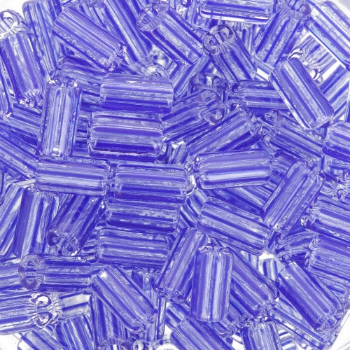 Perles tubes rayées - Preciosa Ornela Rola 7x3.5 mm Crystal transparent Bleu x5g