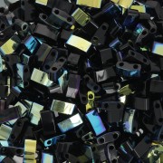 Miyuki Half Tila Beads 5x2.3x1.9mm HTL-4555 - Jet AB x10g|raw }}