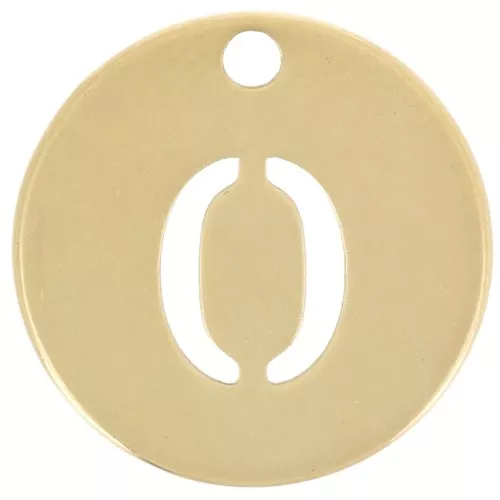 Breloque ronde 12 mm - chiffre 0 - Acier inoxydable 304 Doré x1