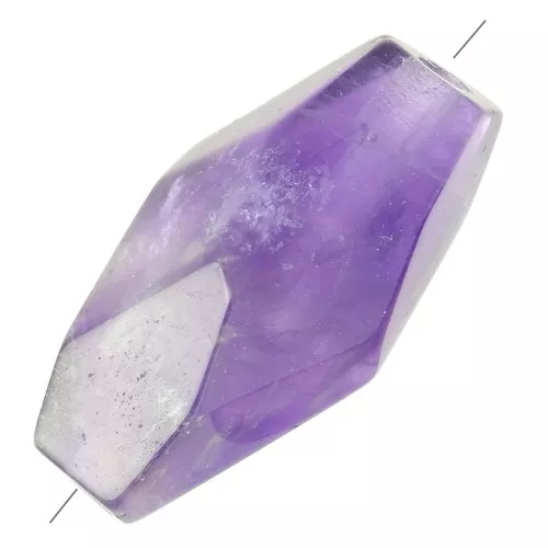Perle tube hexagonale 20x12 mm en pierre gemme Amethyste x1
