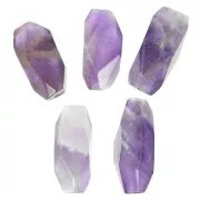 Perle tube hexagonale 20x12 mm en pierre gemme Amethyste x1