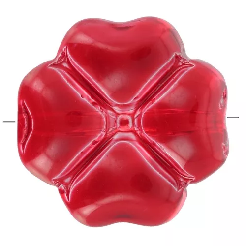 Perle trèfle 10 mm en verre - Rouge x4
