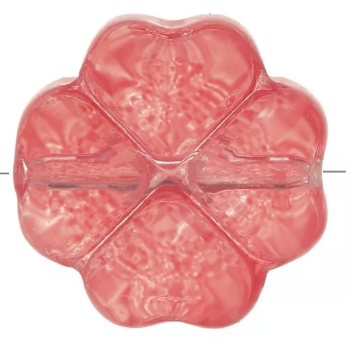 Perle trèfle 10 mm en verre - Rose corail x4
