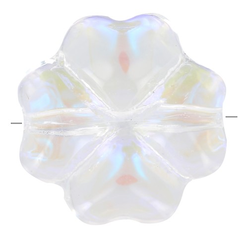 Perle trèfle 10 mm en verre - Transparent effet AB x4